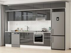 Alvinka 375X240 Cm High Gloss Mutfak Dolabı Mb-E90S45S40-1 High Gloss | Antrasit - Mdf