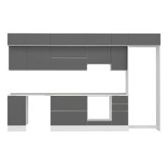 Alvinka 375X240 Cm High Gloss Mutfak Dolabı Mb-E90S45S40-1 High Gloss | Antrasit - Mdf