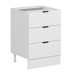 Alvinka Mutfak Modül Mbr_B Alt 3Ç Nray 60Cm Dolap Beyaz Beyaz Mdf