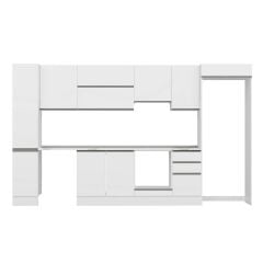 Alvinka 365X222 Cm High Gloss Mutfak Dolabı Mbb-E80B40S45-1 High Gloss | Beyaz - Mdf