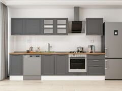 Alvinka 300X210 Cm Klasik Mebran Mutfak Dolabı Beyaz Beyaz M-E80S40S60-3 Mebran | Antrasit - Mdf