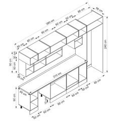 Alvinka 390X240 Cm Klasik Mebran Mutfak Dolabı Mb-E90S50S50-2 Mebran | Antrasit - Mdf