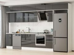 Alvinka 375X240 Cm High Gloss Mutfak Dolabı Mb-E90S45S40-2 High Gloss | Antrasit - Suntalam