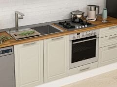 Alvinka 300X210 Cm Klasik Mebran Mutfak Dolabı Beyaz Beyaz M-E80S40S60-3 Mebran | Kumtaşı - Mdf