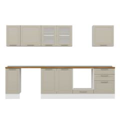 Alvinka 300X210 Cm Klasik Mebran Mutfak Dolabı Beyaz Beyaz M-E80S40S60-3 Mebran | Kumtaşı - Mdf