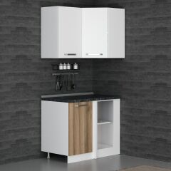 Minar 105Cm Köşe Mutfak Dolabı - Beyaz/Dore K105-D1