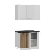 Minar 105Cm Köşe Mutfak Dolabı - Beyaz/Dore K105-D1