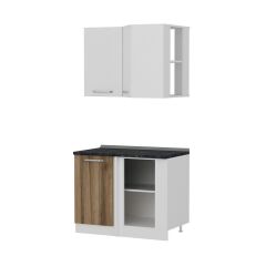 Minar 105Cm Köşe Mutfak Dolabı - Beyaz/Dore K105-D1