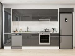 Alvinka 365X222 Cm High Gloss Mutfak Dolabı Mbb-E80B40S45-1 High Gloss | Antrasit - Mdf