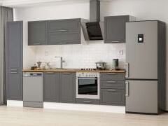 Alvinka 320X210 Cm Klasik Mebran Mutfak Dolabı Mb-E90B50S60-2 Mebran | Antrasit - Mdf