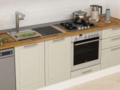 Alvinka 390X222 Cm Klasik Mebran Mutfak Dolabı Mbb-E90B40S60-1 Mebran | Kumtaşı - Suntalam