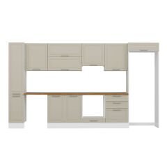 Alvinka 390X222 Cm Klasik Mebran Mutfak Dolabı Mbb-E90B40S60-1 Mebran | Kumtaşı - Suntalam