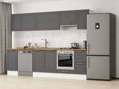 Alvinka 285X210 Cm Klasik Mebran Mutfak Dolabı Beyaz Beyaz M-E80S45S40-1 Mebran | Antrasit - Suntalam