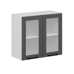 Alvinka Mutfak Modül Mbr_A Üst 2Dk1R 80-H72Cm Dolap Cam Beyaz Antrasit