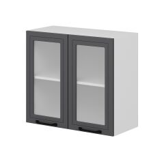 Alvinka Mutfak Modül Mbr_A Üst 2Dk1R 80-H72Cm Dolap Cam Beyaz Antrasit