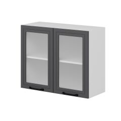 Alvinka Mutfak Modül Mbr_A Üst 2Dk1R 90-H72Cm Dolap Cam Beyaz Antrasit