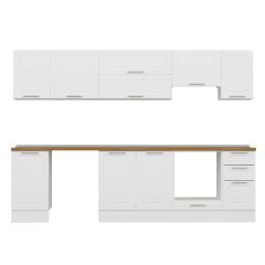 Alvinka 285X210 Cm Klasik Mebran Mutfak Dolabı Beyaz Beyaz M-E80S45S40-1 Mebran | Beyaz - Mdf