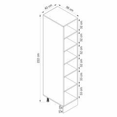 Alvinka Mutfak Modül Mbr_B 40-H222Cm Boy Dolabı Beyaz Beyaz Mdf