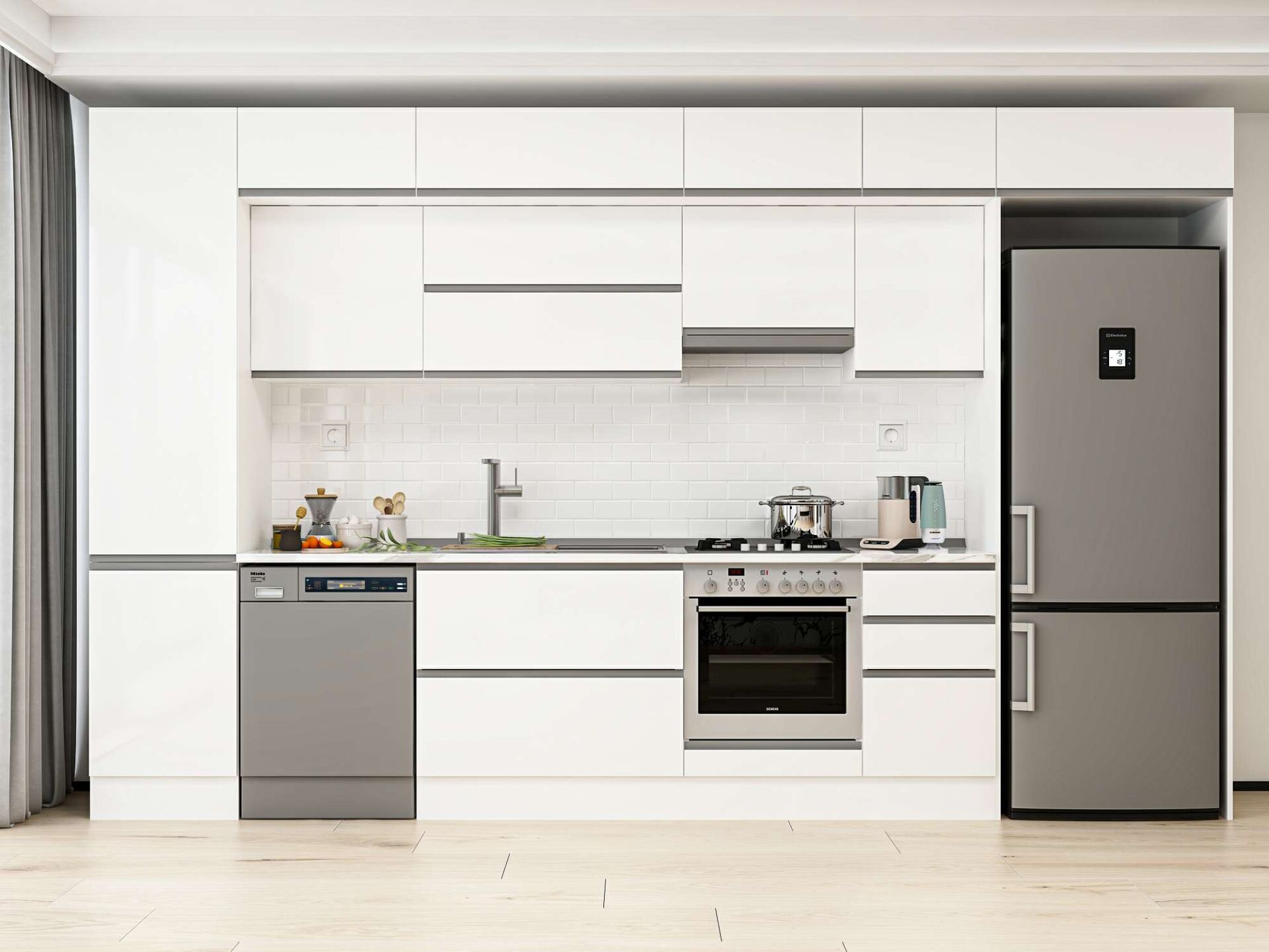 Alvinka 385X240 Cm High Gloss Mutfak Dolabı Mbb-E90B50S45-1