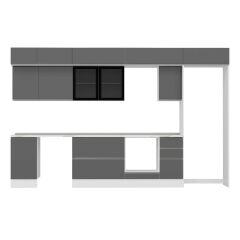 Alvinka 375X240 Cm High Gloss Mutfak Dolabı Mb-E90S45S40-3 High Gloss | Antrasit - Mdf