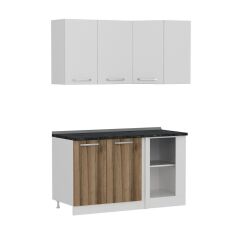 Minar 145Cm Köşe Mutfak Dolabı - Beyaz/Dore K145-D1