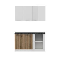 Minar 145Cm Köşe Mutfak Dolabı - Beyaz/Dore K145-D1