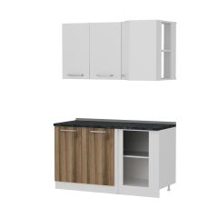 Minar 145Cm Köşe Mutfak Dolabı - Beyaz/Dore K145-D1