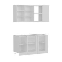 Minar 145Cm Köşe Mutfak Dolabı - Beyaz/Dore K145-D1