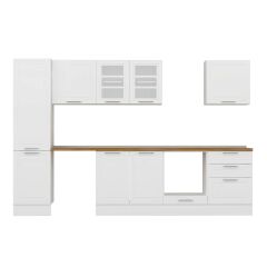 Alvinka 320X210 Cm Klasik Mebran Mutfak Dolabı Mb-E90B50S60-3 Mebran | Beyaz - Mdf