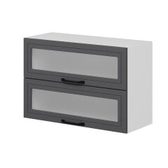 Alvinka Mutfak Modül Mbr_A Üst 2Yk1R 90-H60Cm Dolap Cam Beyaz Antrasit