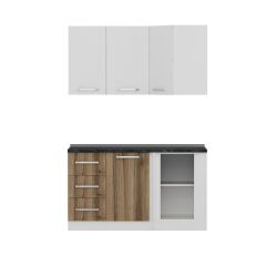 Minar 145Cm Köşe Mutfak Dolabı - Beyaz/Dore K145-D2