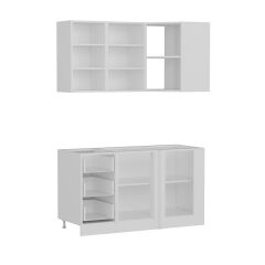 Minar 145Cm Köşe Mutfak Dolabı - Beyaz/Dore K145-D2