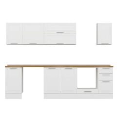 Alvinka 285X210 Cm Klasik Mebran Mutfak Dolabı M-E80S45S40-2 Mebran | Beyaz - Suntalam