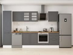 Alvinka 320X210 Cm Klasik Mebran Mutfak Dolabı Mb-E90B50S60-3 Mebran | Antrasit - Mdf