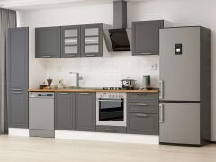 Alvinka 320X210 Cm Klasik Mebran Mutfak Dolabı Mb-E90B50S60-3 Mebran | Antrasit - Mdf