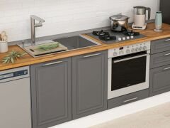 Alvinka 320X210 Cm Klasik Mebran Mutfak Dolabı Mb-E90B50S60-3 Mebran | Antrasit - Mdf