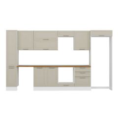 Alvinka 390X222 Cm Klasik Mebran Mutfak Dolabı Mbb-E90B40S60-2 Mebran | Kumtaşı - Suntalam