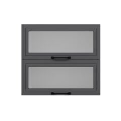 Alvinka Mutfak Modül Mbr_A Üst 2Yk1R 80-H72Cm Dolap Cam Beyaz Antrasit