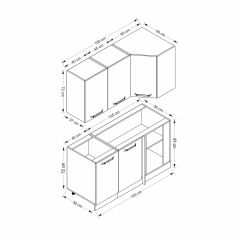 Minar 150Cm Köşe Mutfak Dolabı - Beyaz K150-B1