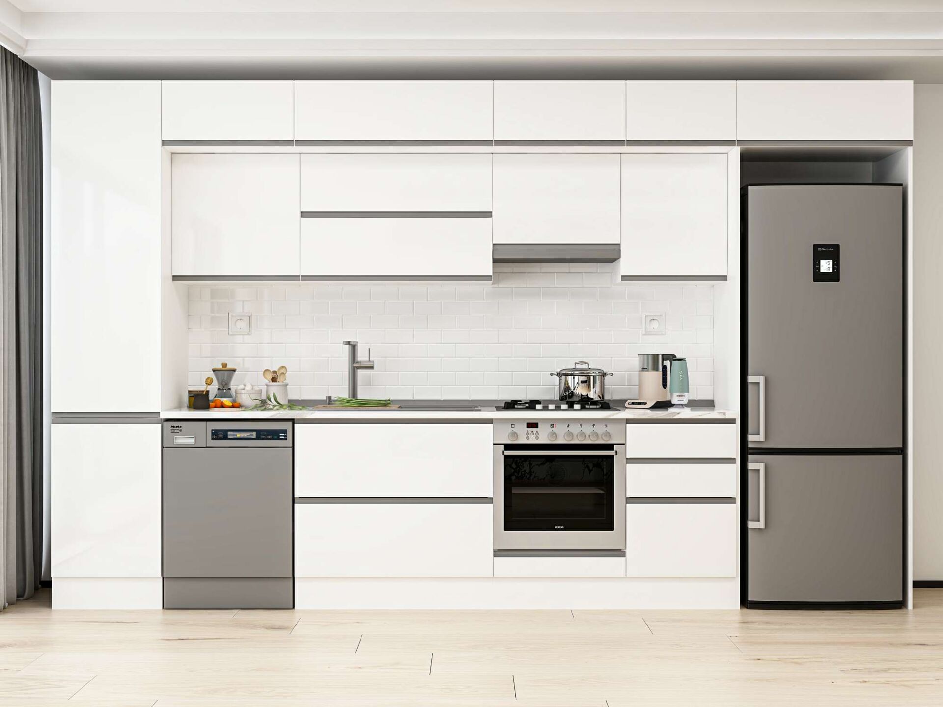 Alvinka 390X240 Cm High Gloss Mutfak Dolabı Mbb-E90B50S50-1