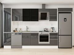 Alvinka 365X222 Cm High Gloss Mutfak Dolabı Mbb-E80B40S45-3 High Gloss | Antrasit - Suntalam