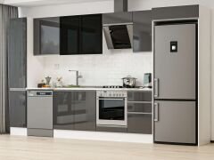 Alvinka 365X222 Cm High Gloss Mutfak Dolabı Mbb-E80B40S45-3 High Gloss | Antrasit - Suntalam