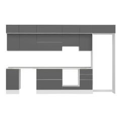 Alvinka 380X240 Cm High Gloss Mutfak Dolabı Mb-E90S45S45-1 High Gloss | Antrasit - Suntalam