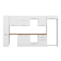 Alvinka 390X222 Cm Klasik Mebran Mutfak Dolabı Mbb-E90B40S60-2 Mebran | Beyaz - Mdf