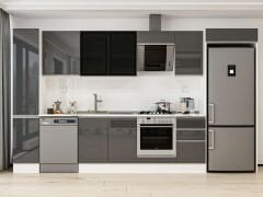 Alvinka 365X222 Cm High Gloss Mutfak Dolabı Mbb-E80B40S45-3 High Gloss | Antrasit - Mdf
