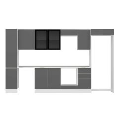 Alvinka 365X222 Cm High Gloss Mutfak Dolabı Mbb-E80B40S45-3 High Gloss | Antrasit - Mdf