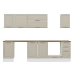 Alvinka 285X210 Cm Klasik Mebran Mutfak Dolabı Beyaz Beyaz M-E80S45S40-2 Mebran | Kumtaşı - Suntalam