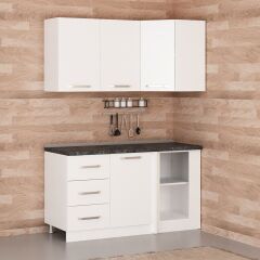 Minar 150Cm Köşe Mutfak Dolabı - Beyaz K150-B3