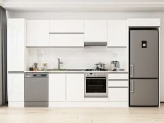 Alvinka 370X222 Cm High Gloss Mutfak Dolabı Mbb-E80B40S50-1 High Gloss | Beyaz - Suntalam