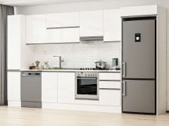 Alvinka 370X222 Cm High Gloss Mutfak Dolabı Mbb-E80B40S50-1 High Gloss | Beyaz - Suntalam